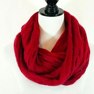 Women's soft red knit winter infinity scarf NWT